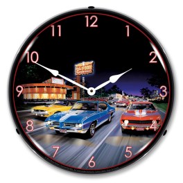 Woodward Avenue LED Wall Clock Illuminated not Neon