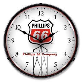 Phillips 66 Red LED Wall Clock Illuminated not Neon