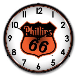Phillips 66 Orange LED Wall Clock Illuminated not Neon