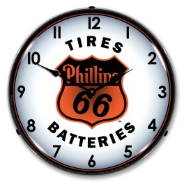 Phillips 66 Tires and Batteries LED Wall Clock Illuminated not Neon