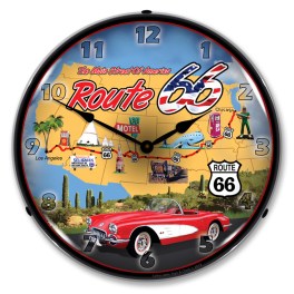 Route 66 USA LED Wall Clock Illuminated not Neon