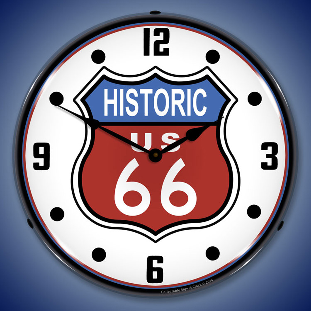 Historic Route 66 LED Wall Clock Illuminated not Neon 2 Historic Route 66 LED Wall Clock Illuminated not Neon - Image 2