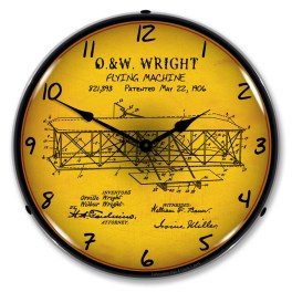 Wright Flyer 1906 Patent LED Wall Clock Illuminated not Neon