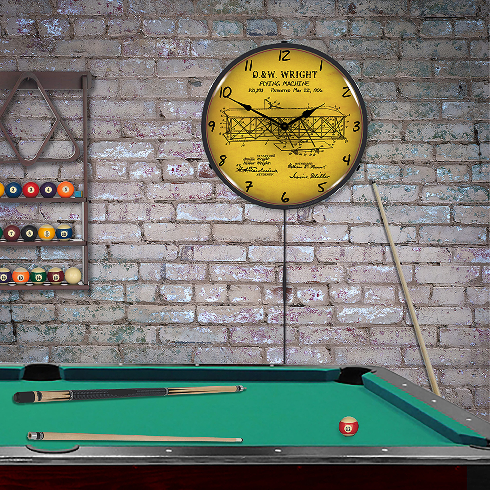 Wright Flyer 1906 Patent LED Wall Clock Illuminated not Neon 3 Wright Flyer 1906 Patent LED Wall Clock Illuminated not Neon - Image 3