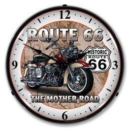 Route 66 Bike LED Wall Clock  Illuminated not Neon