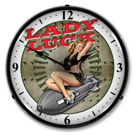 Lady Luck LED Wall Clock Illuminated not Neon