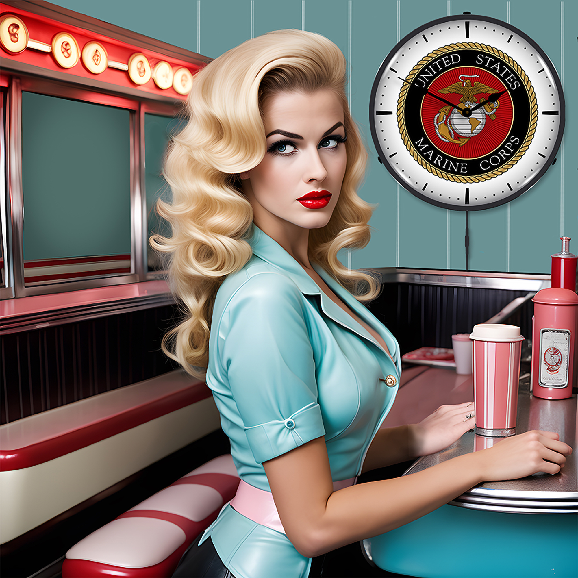 US Marine Corps LED Wall Clock Illuminated not Neon 4 US Marine Corps LED Wall Clock Illuminated not Neon - Image 4