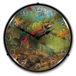 American Beauties Trout LED Wall Clock Illuminated not Neon