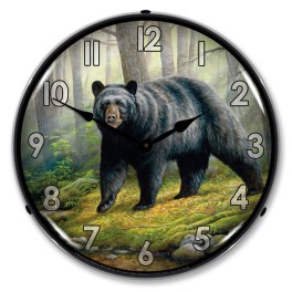 Woodland Morning Bear LED Wall Clock Illuminated not Neon