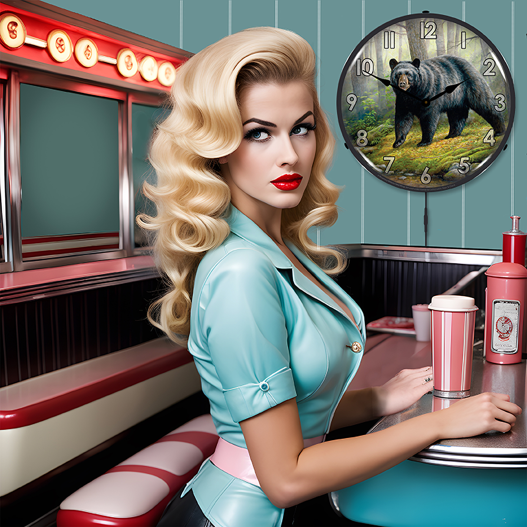 Woodland Morning Bear LED Wall Clock Illuminated not Neon 4 Woodland Morning Bear LED Wall Clock Illuminated not Neon - Image 4