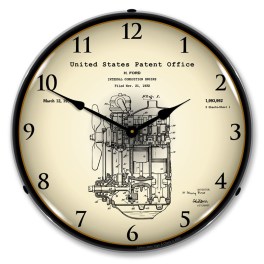 1932 Henry Ford Engine Patent LED Wall Clock Illuminated not Neon