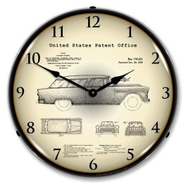 1955 Chevrolet Nomad Wagon Patent LED Wall Clock Illuminated not Neon
