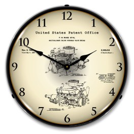 1960 Chrysler 220 Slant Six Engine Patent LED Wall Clock Illuminated not Neon