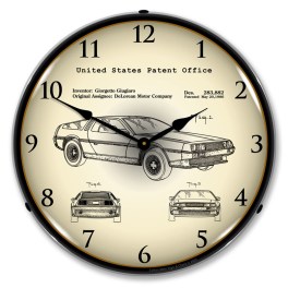 1981 DeLorean Automobile Patent LED Wall Clock Illuminated not Neon