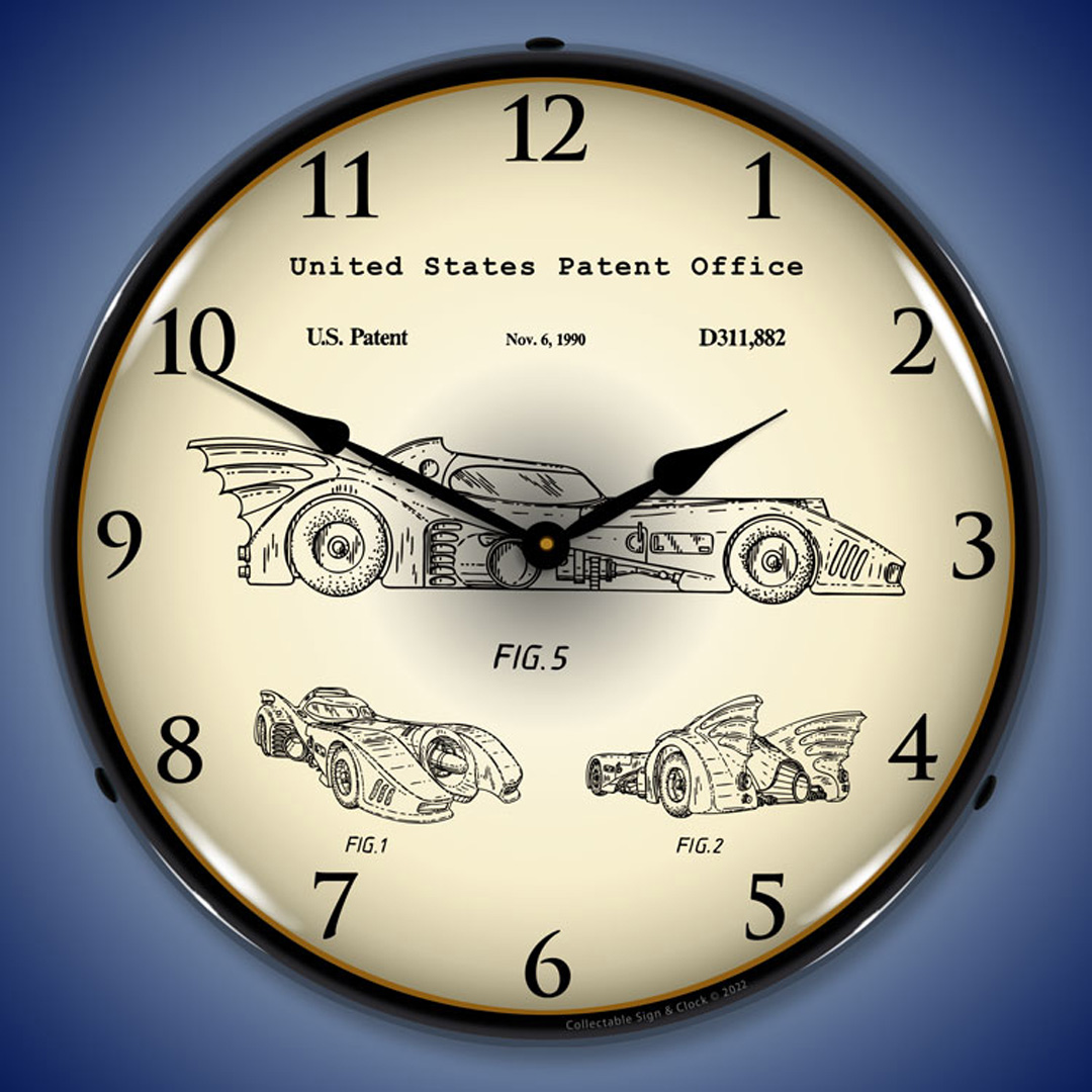 1990 Batman Batmobile Patent LED Wall Clock Illuminated not Neon 2 1990 Batman Batmobile Patent LED Wall Clock Illuminated not Neon - Image 2