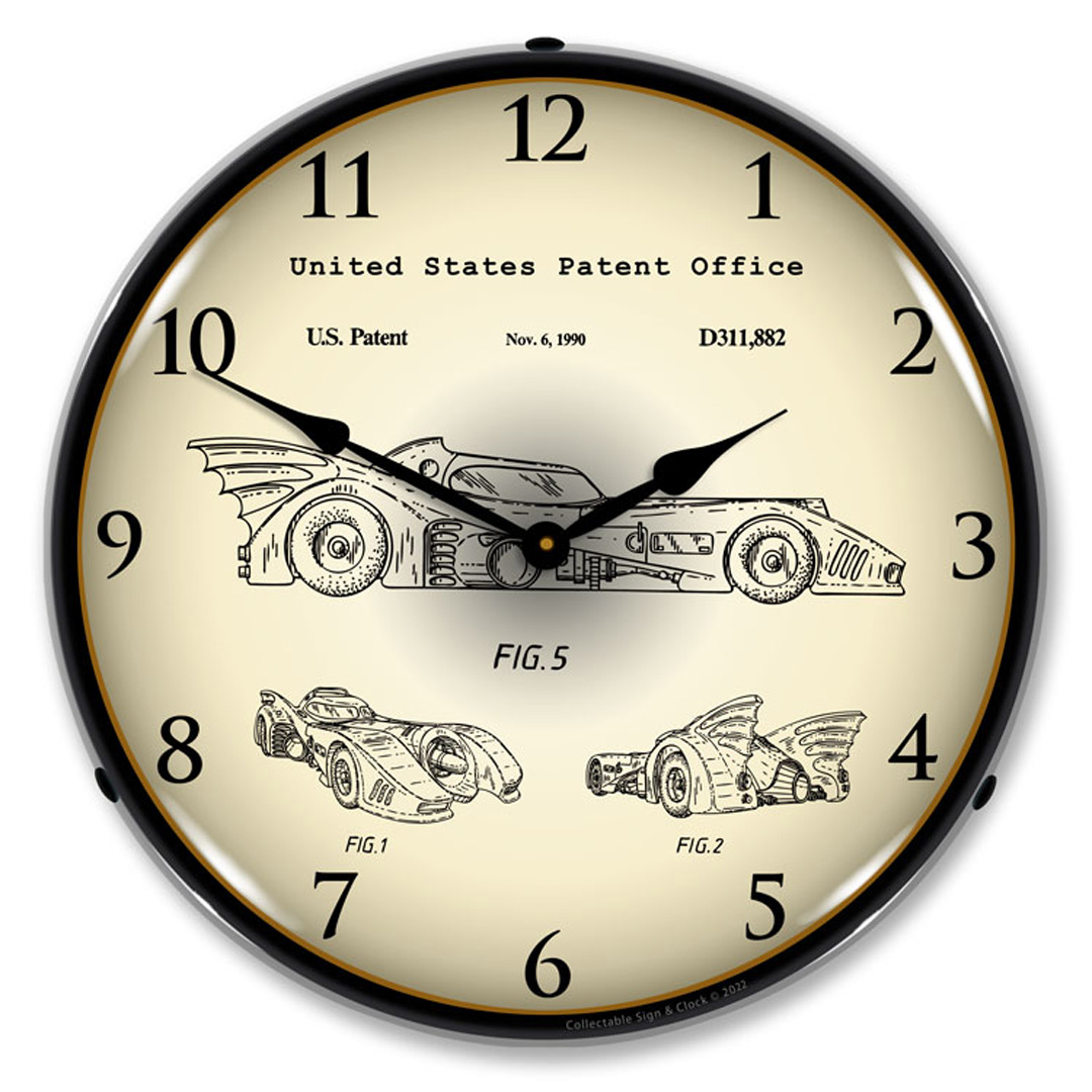 1990 Batman Batmobile Patent LED Wall Clock Illuminated not Neon 1 1990 Batman Batmobile Patent LED Wall Clock Illuminated not Neon