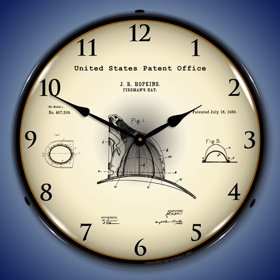 1889 Hopkins Firemans Hat Patent LED Wall Clock Illuminated not Neon 2 1889 Hopkins Firemans Hat Patent LED Wall Clock Illuminated not Neon - Image 2