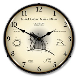 1889 Hopkins Firemans Hat Patent LED Wall Clock Illuminated not Neon