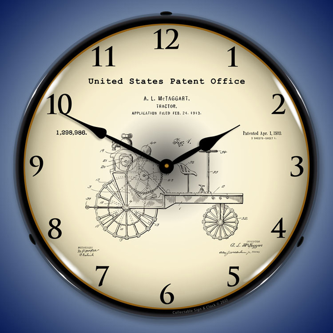 1919 Antique Tractor Patent LED Wall Clock Illuminated not Neon 2 1919 Antique Tractor Patent LED Wall Clock Illuminated not Neon - Image 2