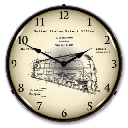 1937 Jabelmann Locomotive Patent LED Wall Clock Illuminated not Neon