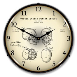 1960 Anatomical Skull Patent LED Wall Clock Illuminated not Neon