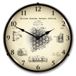 1966 Billiards Ball Rack Patent LED Wall Clock Illuminated not Neon