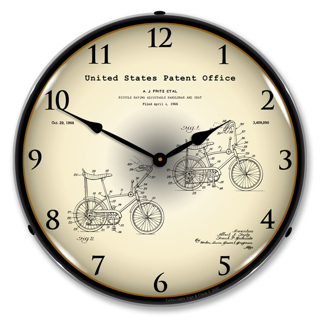 1968 Stingray Bicycle Patent LED Wall Clock Illuminated not Neon 1 1968 Stingray Bicycle Patent LED Wall Clock Illuminated not Neon