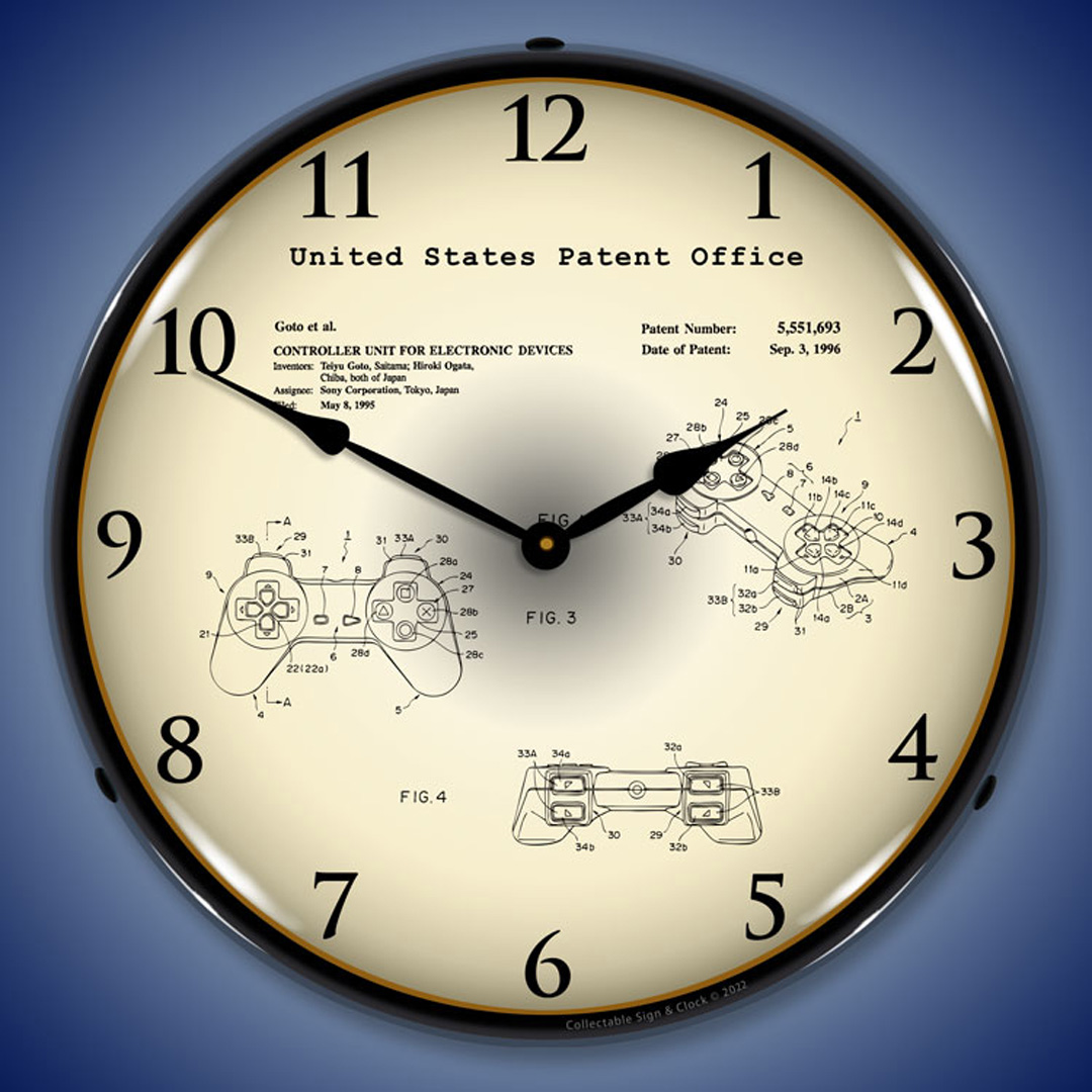 Sony PS1 Controller 1995 Patent LED Wall Clock Illuminated not Neon 2 Sony PS1 Controller 1995 Patent LED Wall Clock Illuminated not Neon - Image 2