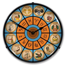 Zodiac Chart 2 LED Wall Clock Illuminated not Neon