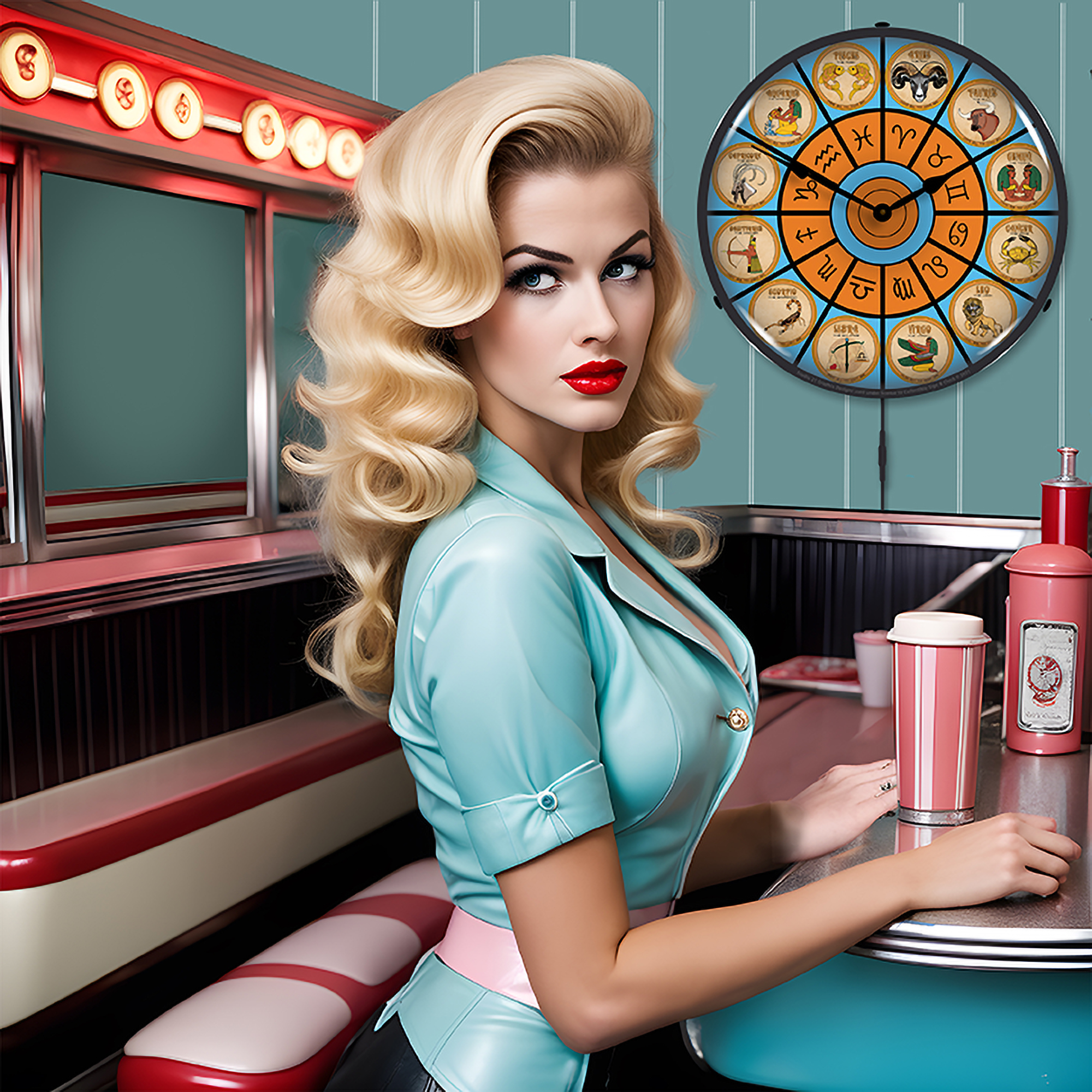 Zodiac Chart 2 LED Wall Clock Illuminated not Neon 4 Zodiac Chart 2 LED Wall Clock Illuminated not Neon - Image 4