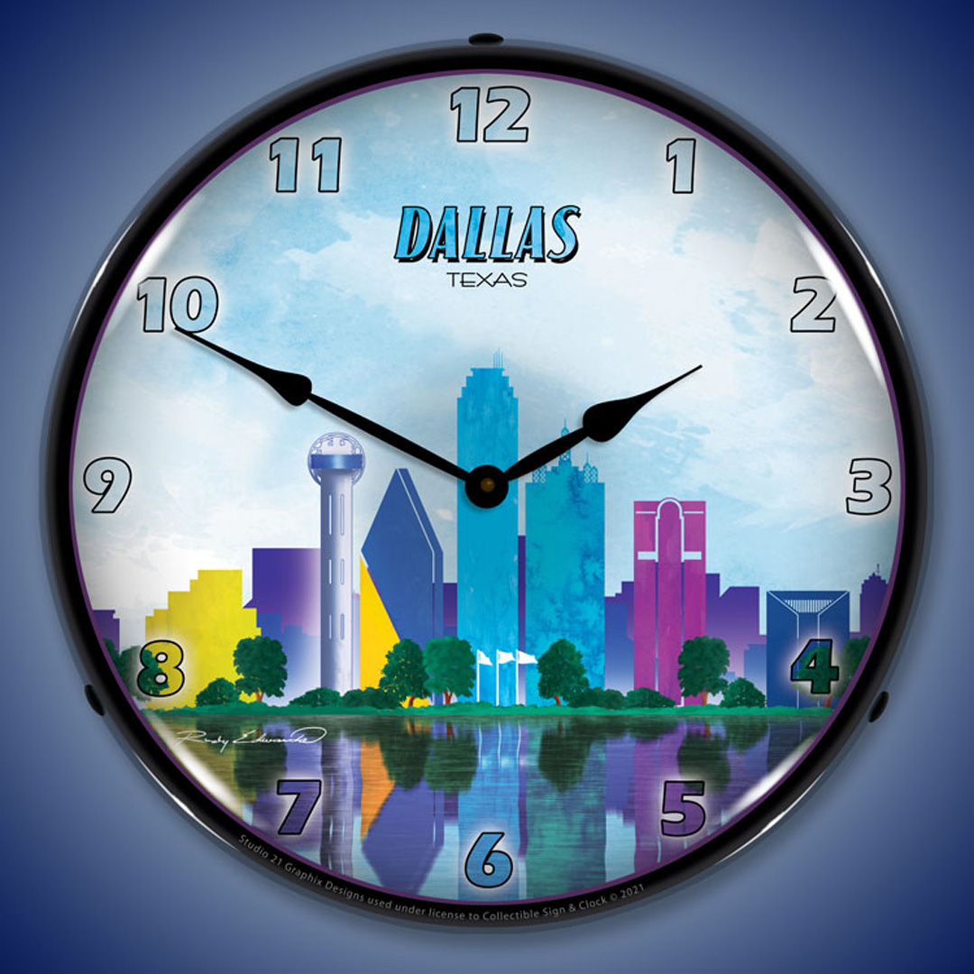 Dallas Skyline LED Wall Clock Illuminated not Neon 2 Dallas Skyline LED Wall Clock Illuminated not Neon - Image 2