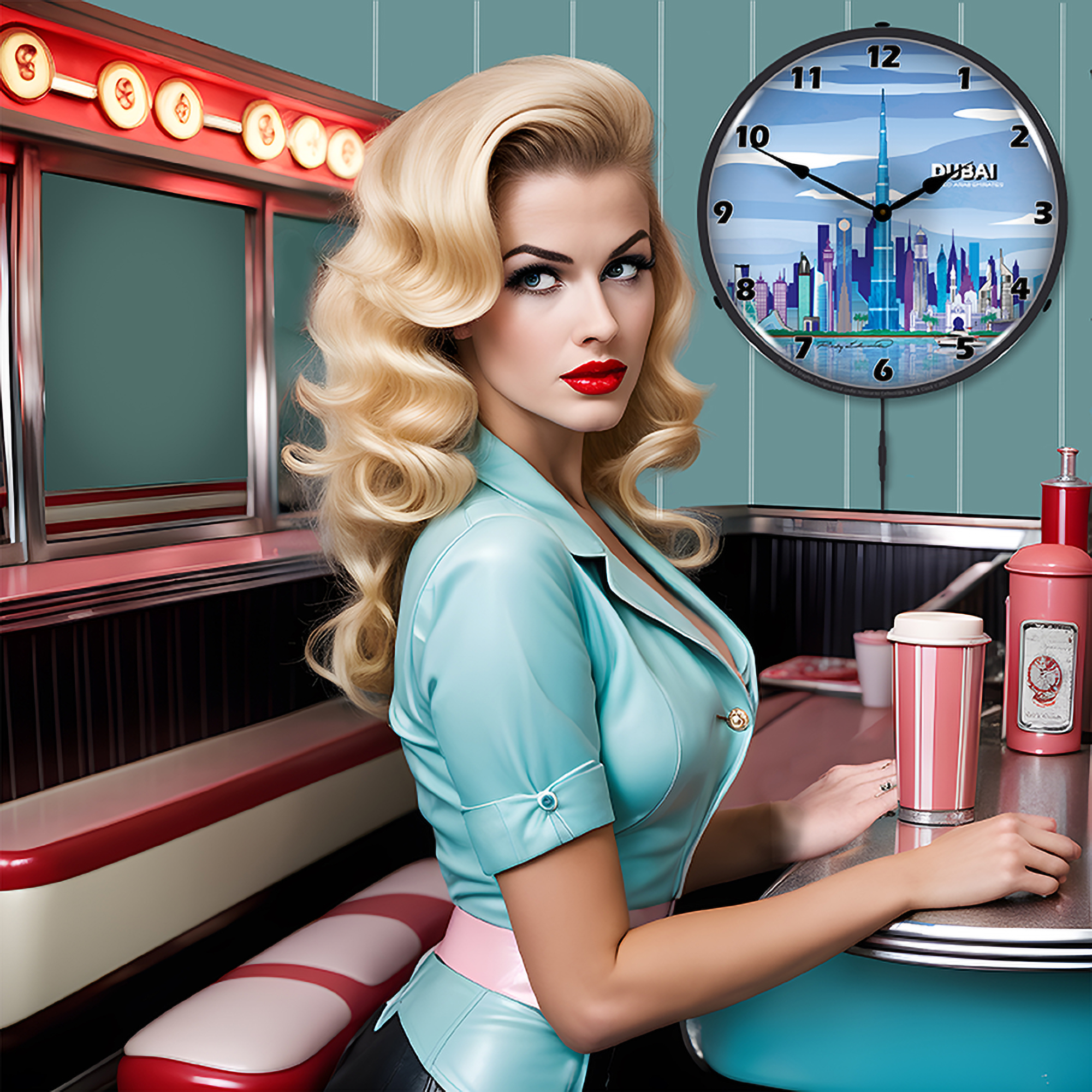 Dubai Skyline LED Wall Clock Illuminated not Neon 4 Dubai Skyline LED Wall Clock Illuminated not Neon - Image 4