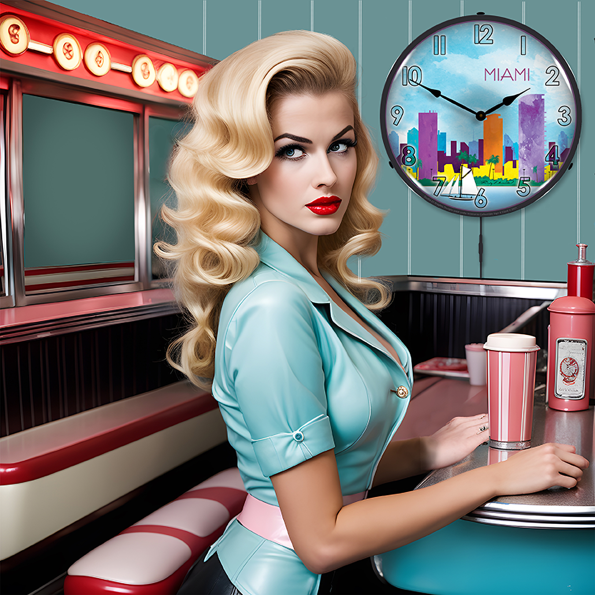 Miami Skyline LED Wall Clock Illuminated not Neon 4 Miami Skyline LED Wall Clock Illuminated not Neon - Image 4