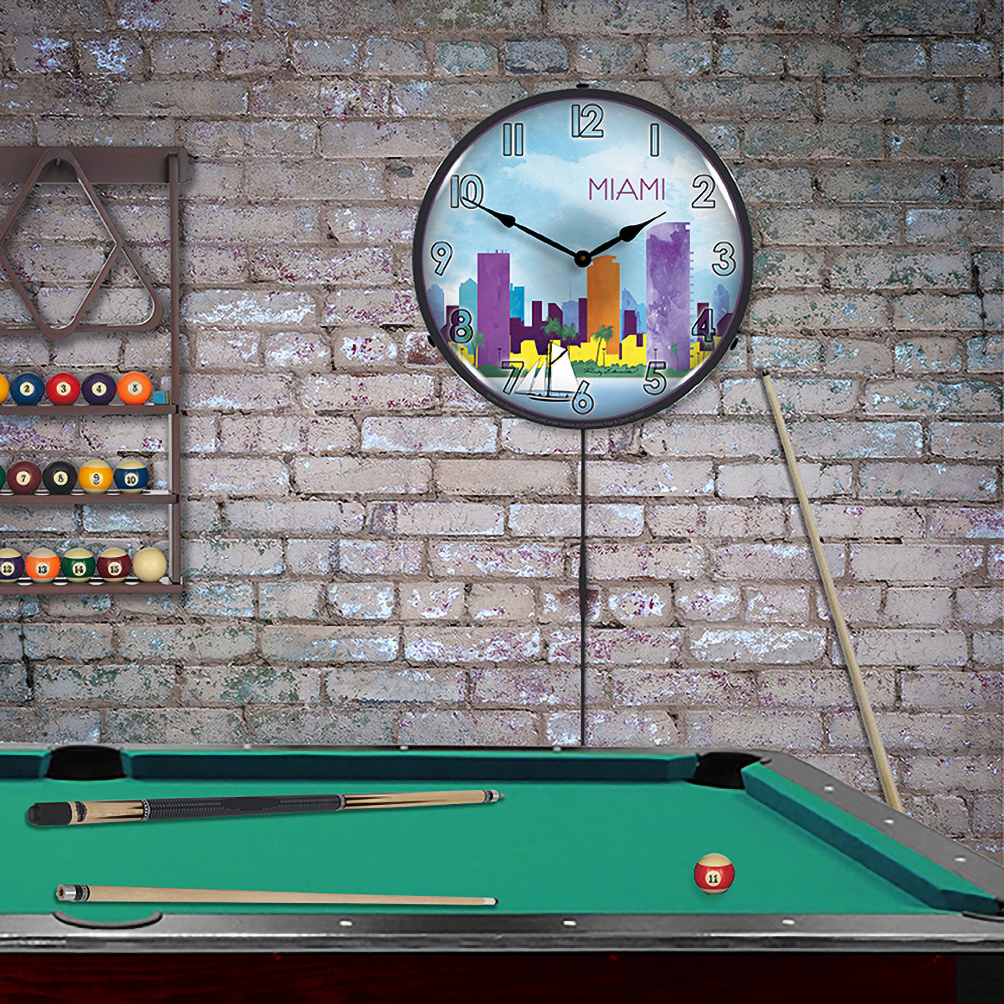 Miami Skyline LED Wall Clock Illuminated not Neon 3 Miami Skyline LED Wall Clock Illuminated not Neon - Image 3