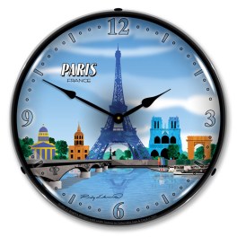 Paris Skyline LED Wall Clock Illuminated not Neon