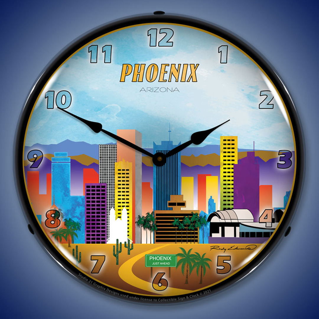 Phoenix Skyline LED Wall Clock Illuminated not Neon 2 Phoenix Skyline LED Wall Clock Illuminated not Neon - Image 2