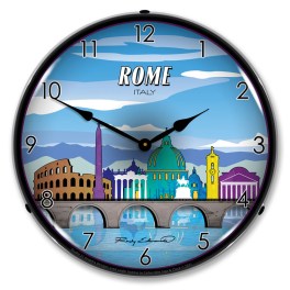Rome Skyline LED Wall Clock Illuminated not Neon