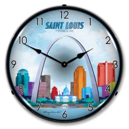 Saint Louis Skyline LED Wall Clock Illuminated not Neon