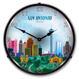 San Antonio Skyline LED Wall Clock Illuminated not Neon