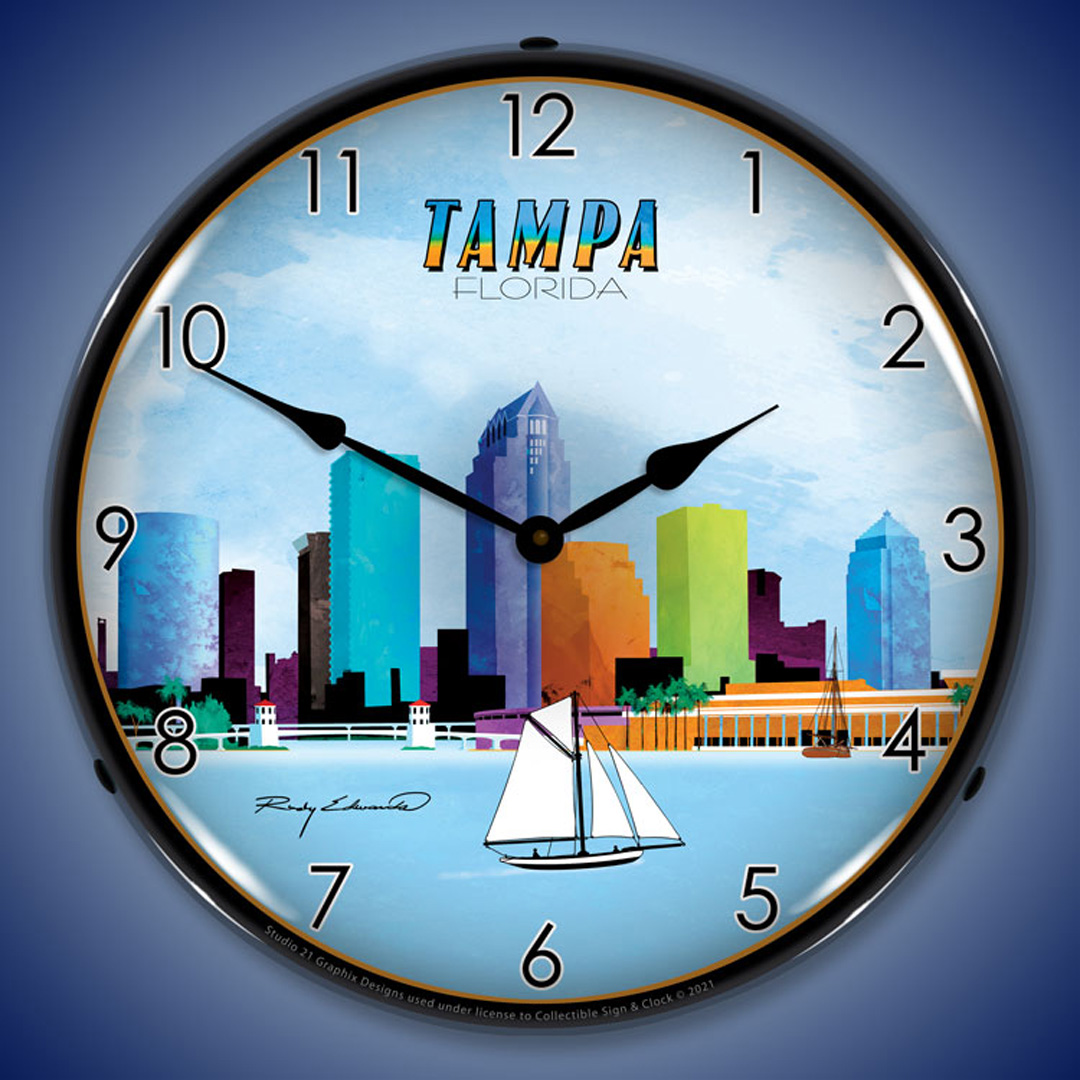 Tampa Skyline LED Wall Clock Illuminated not Neon 2 Tampa Skyline LED Wall Clock Illuminated not Neon - Image 2
