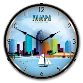 Tampa Skyline LED Wall Clock Illuminated not Neon