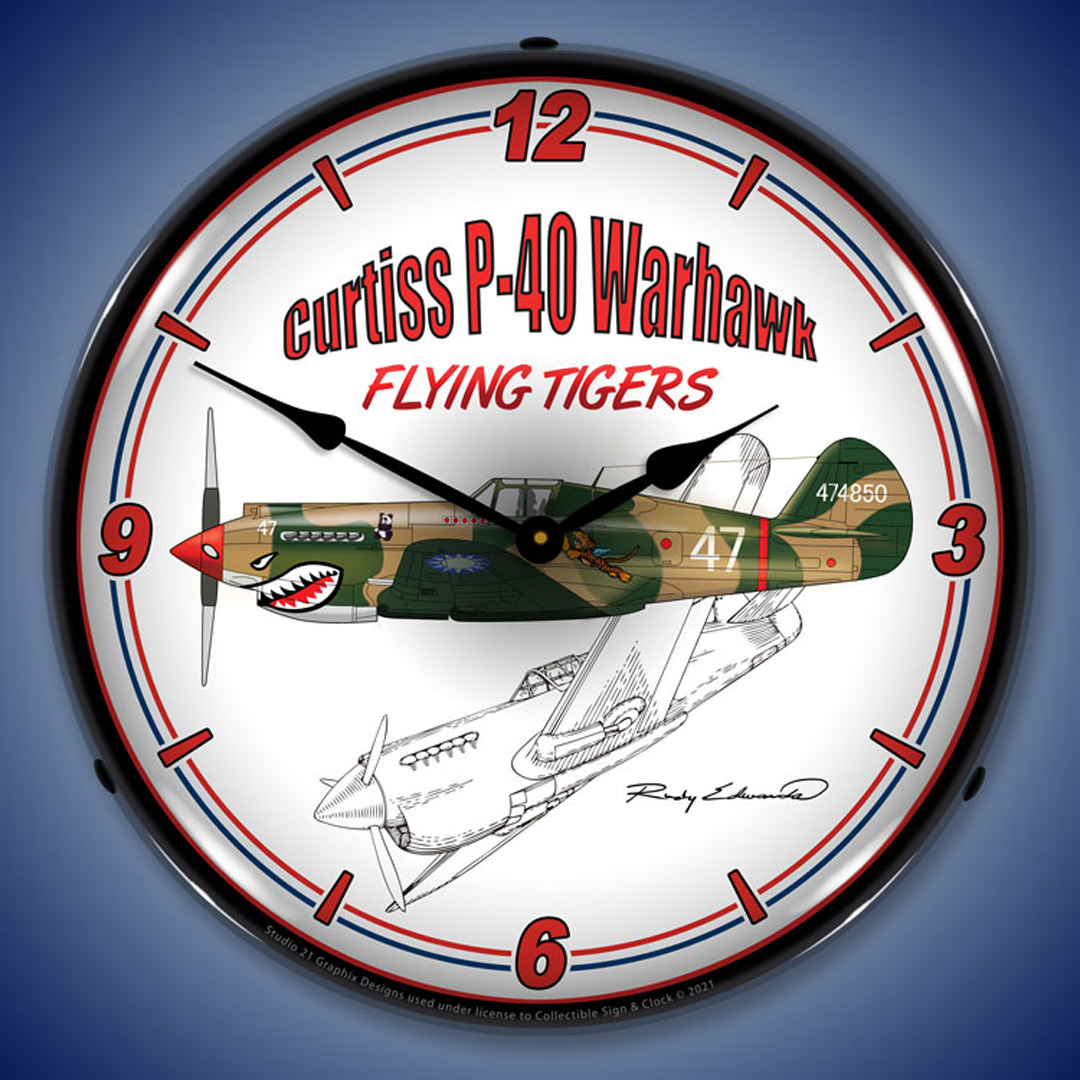 Curtiss P-40 Warhawk LED Wall Clock Illuminated not Neon 2 Curtiss P-40 Warhawk LED Wall Clock Illuminated not Neon - Image 2