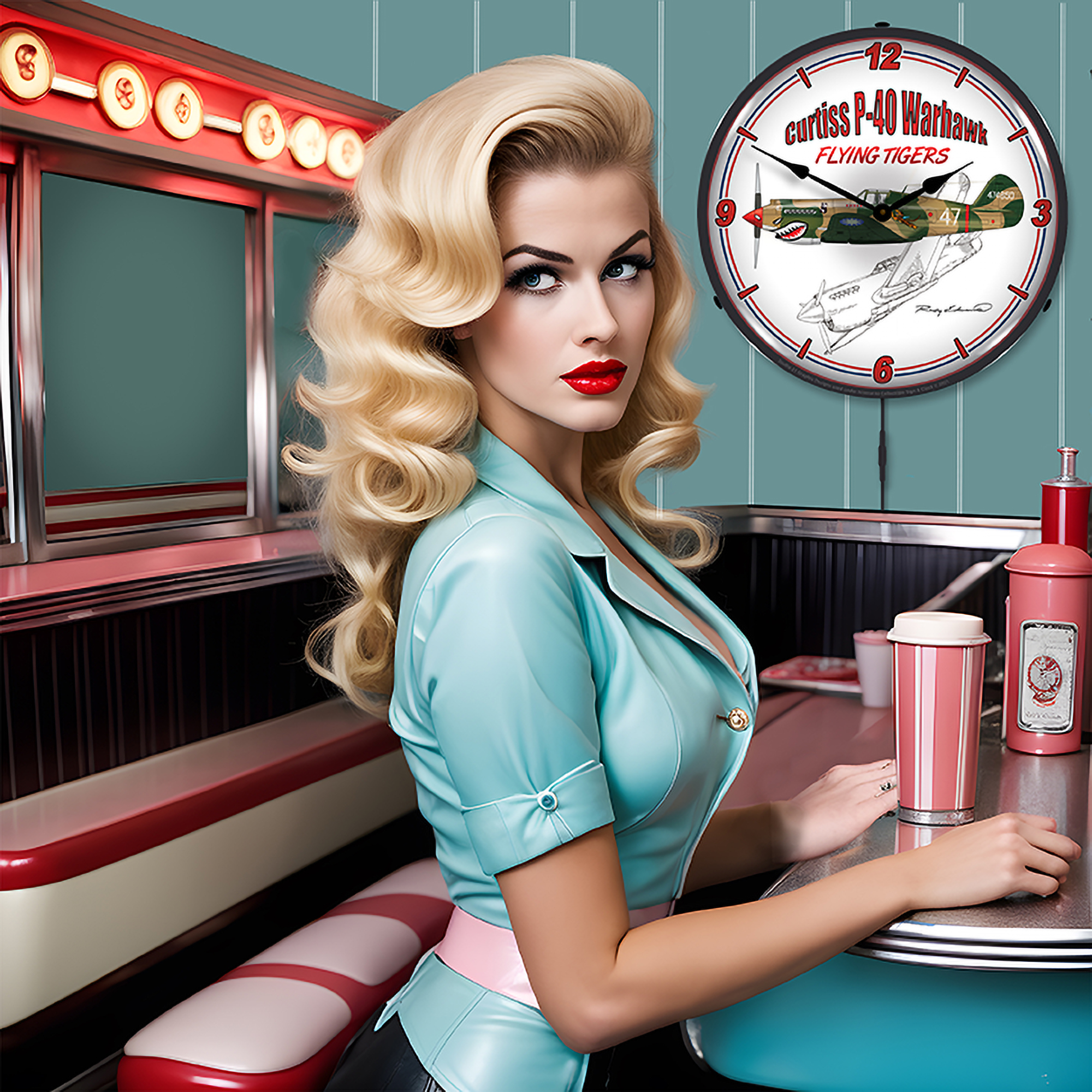 Curtiss P-40 Warhawk LED Wall Clock Illuminated not Neon 4 Curtiss P-40 Warhawk LED Wall Clock Illuminated not Neon - Image 4