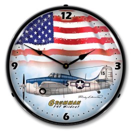 Grumman F4F Wildcat LED  Wall Clock Illuminated not Neon