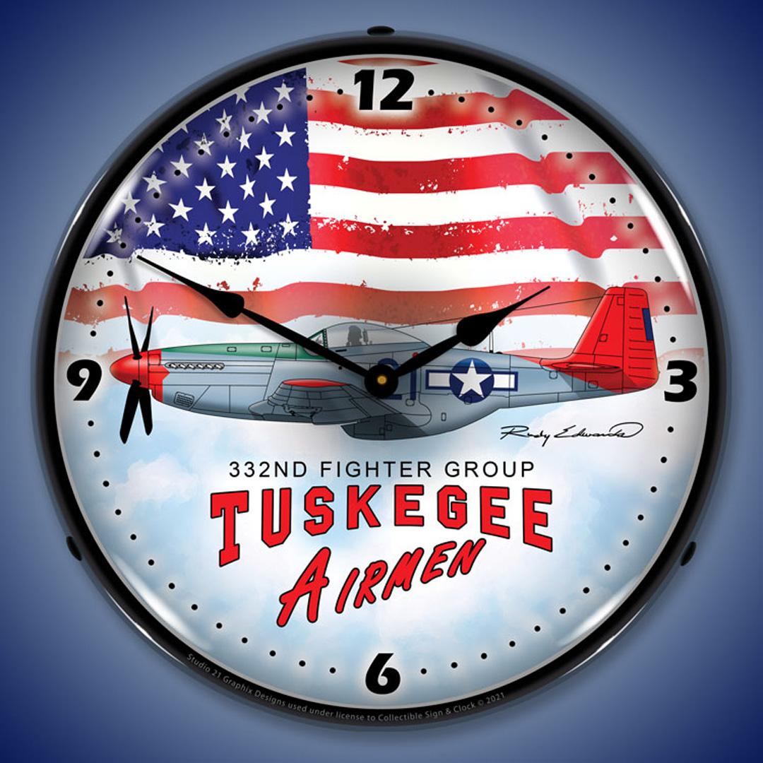 Tuskegee Airman LED Wall Clock Illuminated not Neon 2 Tuskegee Airman LED Wall Clock Illuminated not Neon - Image 2