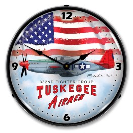 Tuskegee Airman LED Wall Clock Illuminated not Neon