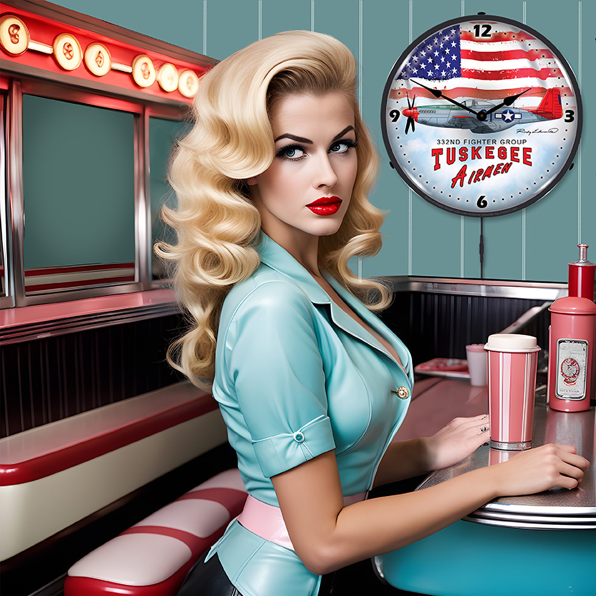 Tuskegee Airman LED Wall Clock Illuminated not Neon 4 Tuskegee Airman LED Wall Clock Illuminated not Neon - Image 4