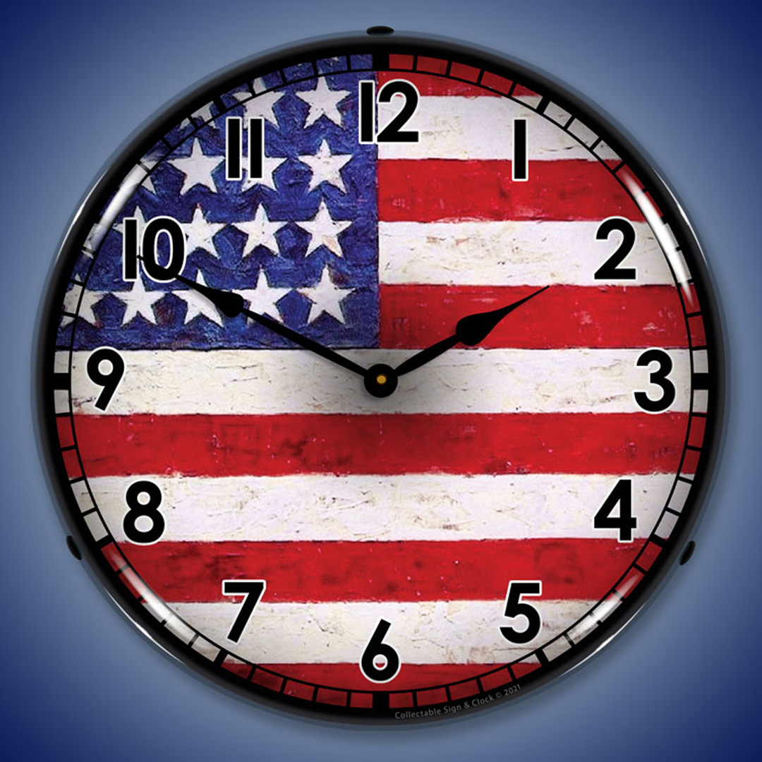 USA Flag LED Wall Clock Illuminated not Neon 2 USA Flag LED Wall Clock Illuminated not Neon - Image 2