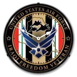 Air Force Veteran Operation Iraqi Freedom LED Wall Clock Illuminated not Neon