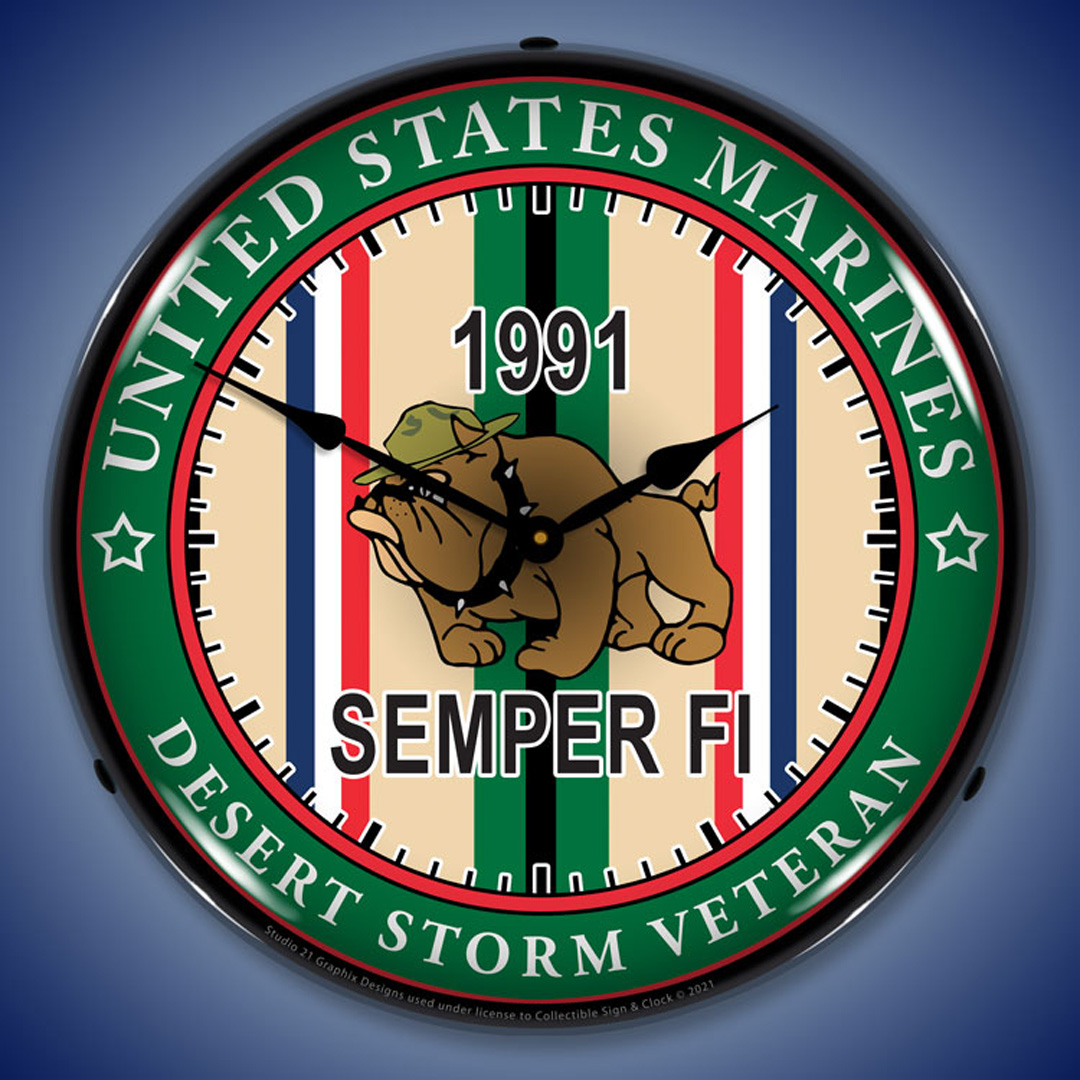 Marine Veteran Operation Desert Storm LED Wall Clock Illuminated not Neon 2 Marine Veteran Operation Desert Storm LED Wall Clock Illuminated not Neon - Image 2